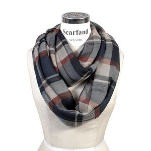 Classic Plaid Infinity Scarf (Navy)